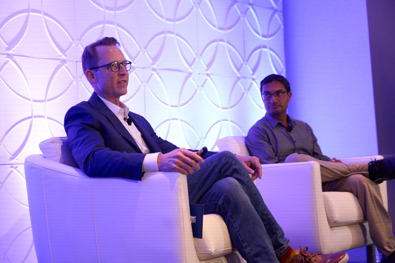 Hank Humphreys, vice president of product and portfolio management at WGU discussing the fusion of human expertise with AI solutions at the 2024 ASU+GSV Summit. 