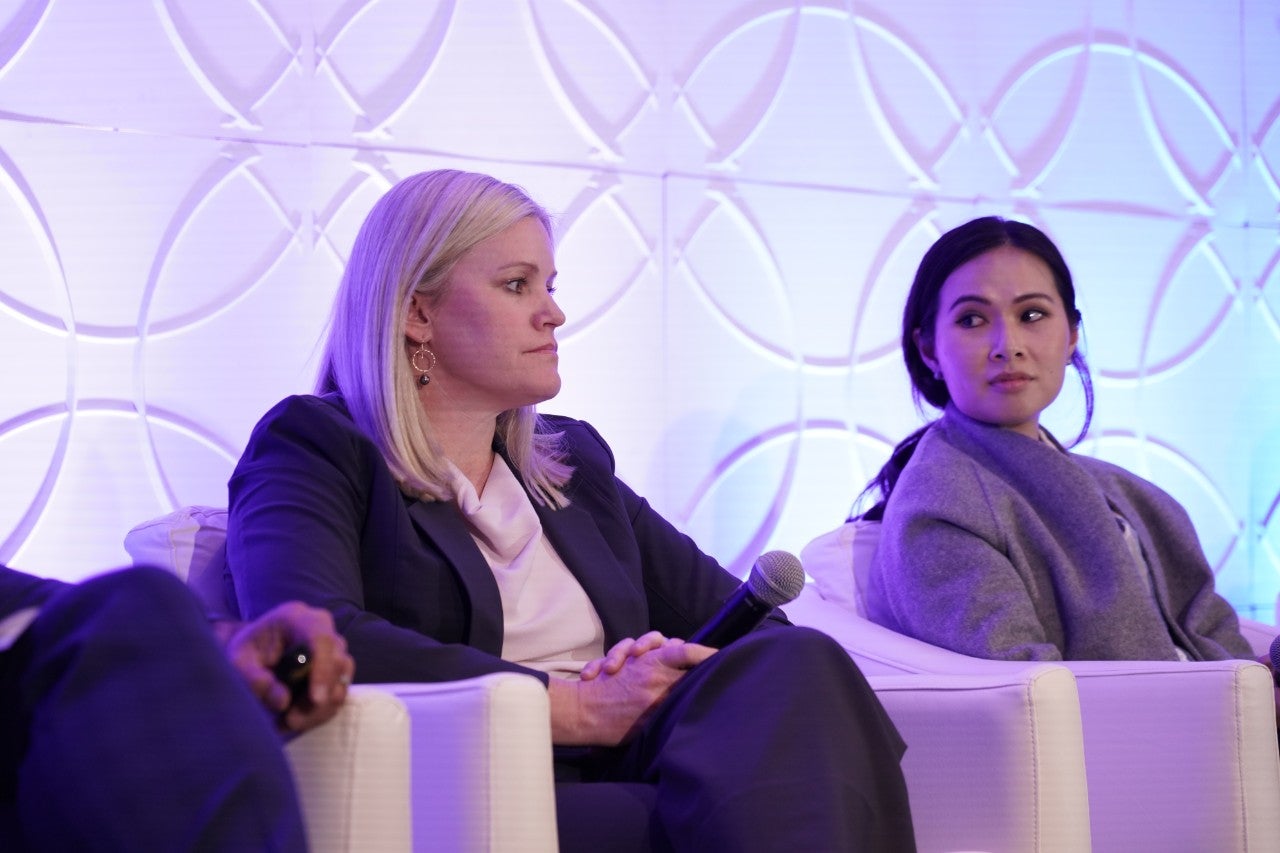 Dr. Courtney Hills McBeth, WGU provost and chief academic officer at Katie Fany, founder and CEO of SchooLinks sitting on a pnale at ASU+GSV.
