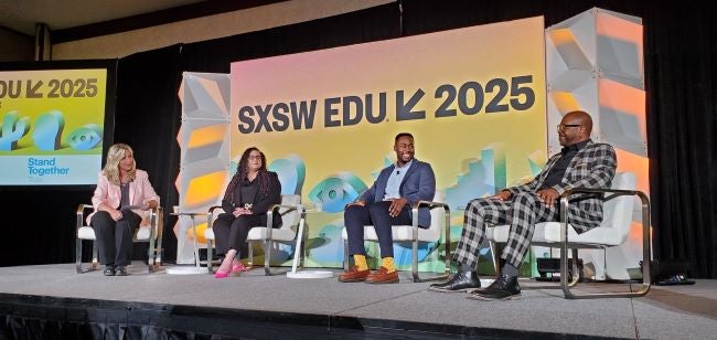 Dr. Stacey Ludwig Johnson, Dr. Mamie Pack, Troy Wilson and Milton Collins participate at a panel titled Capacity, Care & Community for Educators Panel at SXSW EDU 2025
