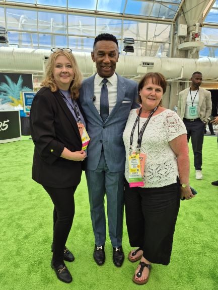 From left to right, Patricia Morgan, co-chapter adviser; SHRM CEO Johnny C. Taylor, Jr.; and Debra Gates, co-chapter adviser.