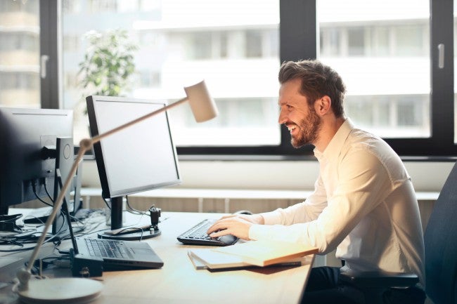 Boss at desk