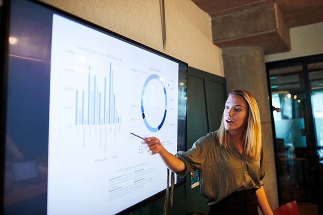 Woman in boardroom