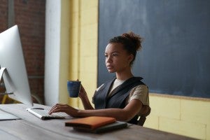 Woman in boardroom