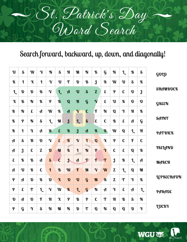 St. Patrick's Day word search preview
