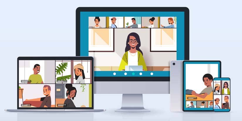 Illustration concept of an online video call.