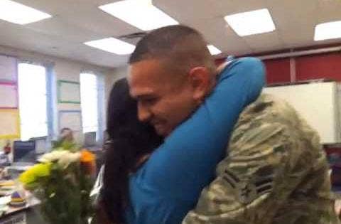 U.S. Airman Surprises His Mom, a School Teacher, During Class