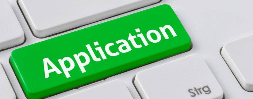 Submit teaching job application button on a keyboard