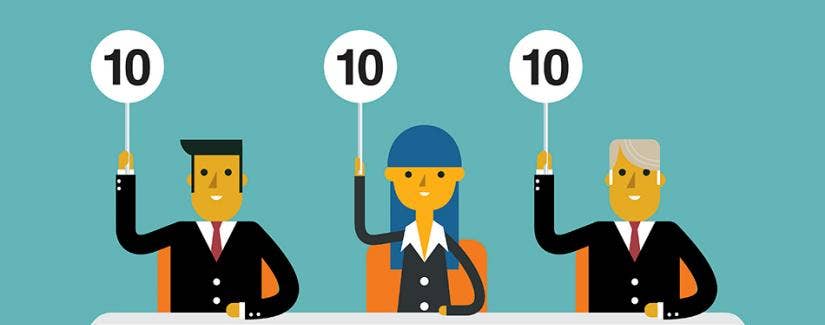 Interviewers with perfect 10 signs Illustrations