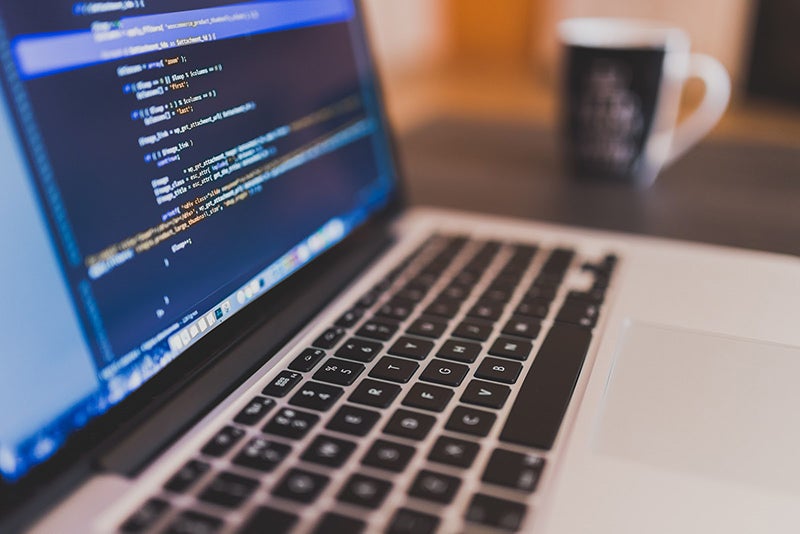 Text editor on laptop