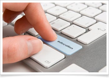 Online university keyboard clicking