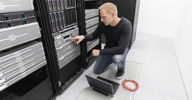 Guy servicing server