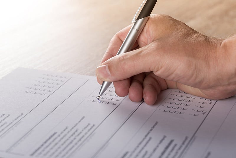 Student taking a test