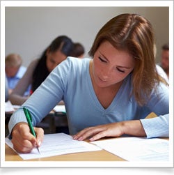 Student taking certification test