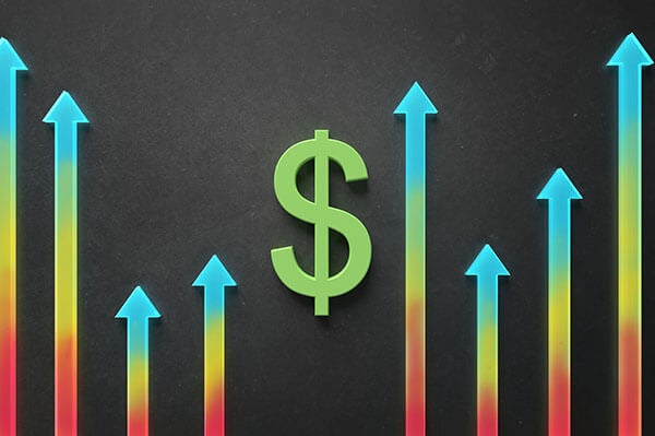 Colorful graph with dollar sign