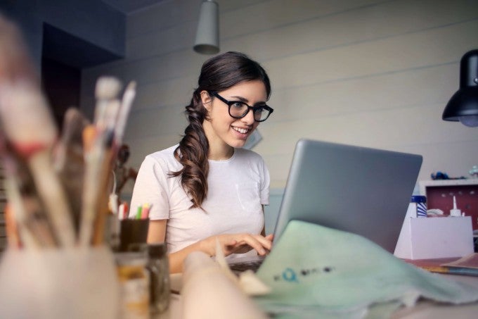 Women leaders, women in business on laptop