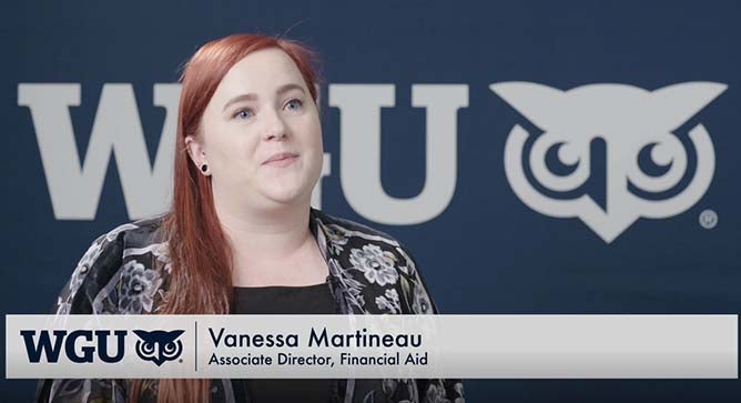 Still shot of Vanessa Martinaeu, Associate Director of Financial Aid at WGU.