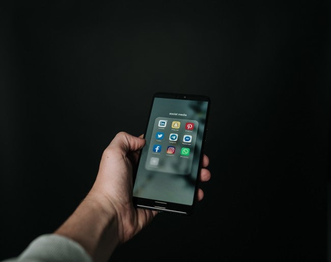 Social media icons on phone