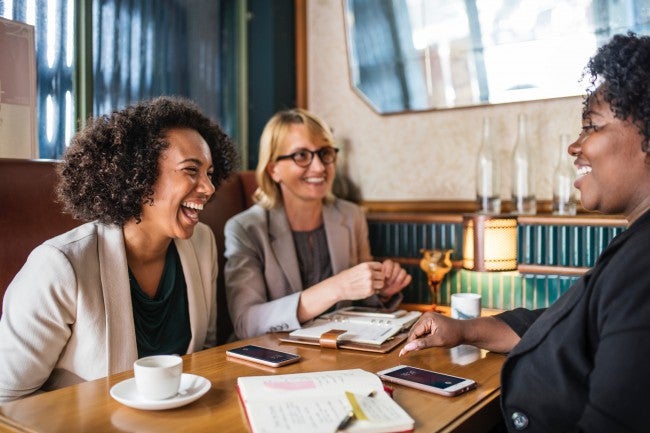 Three women at cafe | business meeting