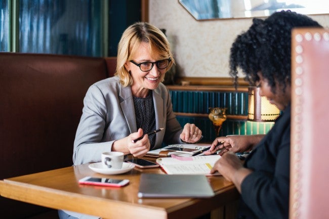 Older woman at job interview