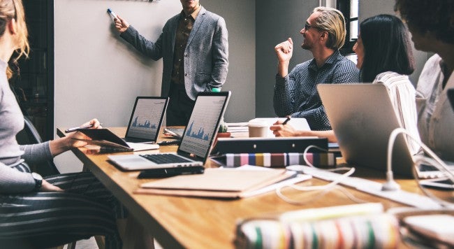 Employees in open office concept