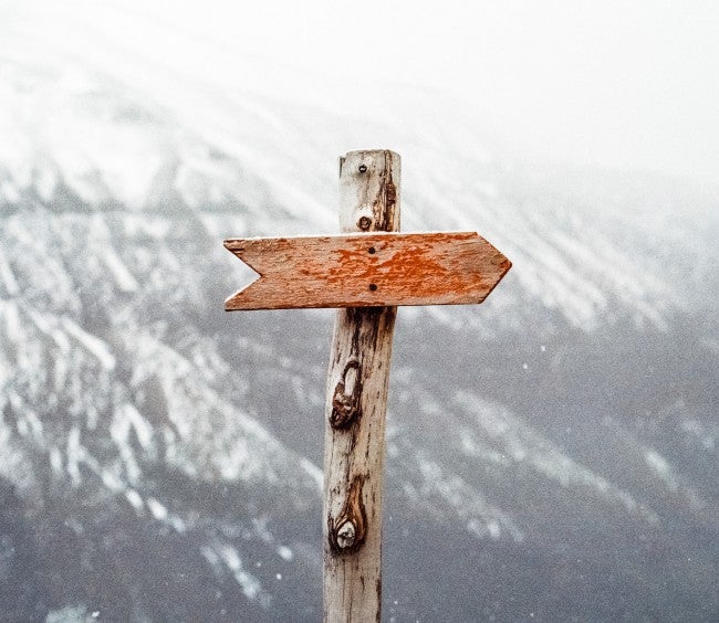 Arrow on stick for pathway