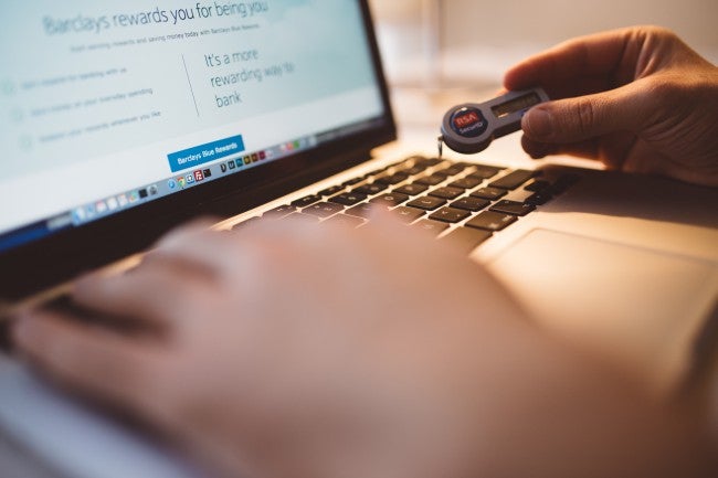Hacker hand on keyboard