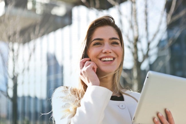 Woman holding tablet | Career change