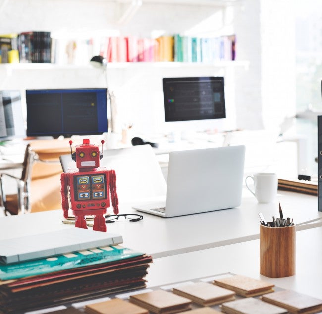 Robot sitting on desk
