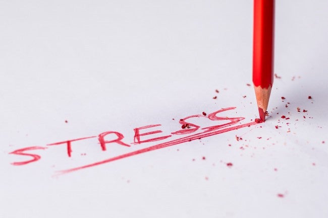 Stress written in red pencil