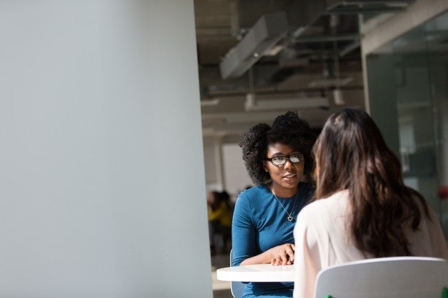 Two women doing job interview