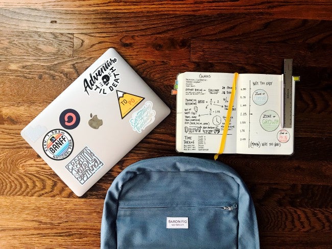 laptop, notebook, backpack, for online MBA degree student