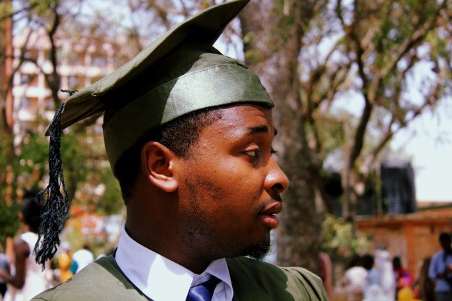 Student with graduation cap on