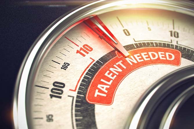 Concept image of a pressure gauge with the words "talent needed."