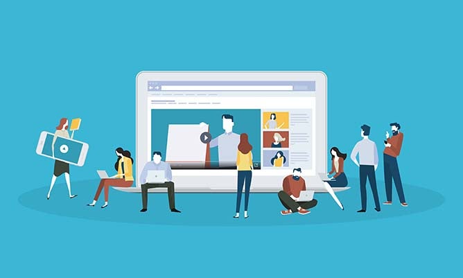 Graphic concept of online learning.