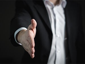 Hand extended for a handshake