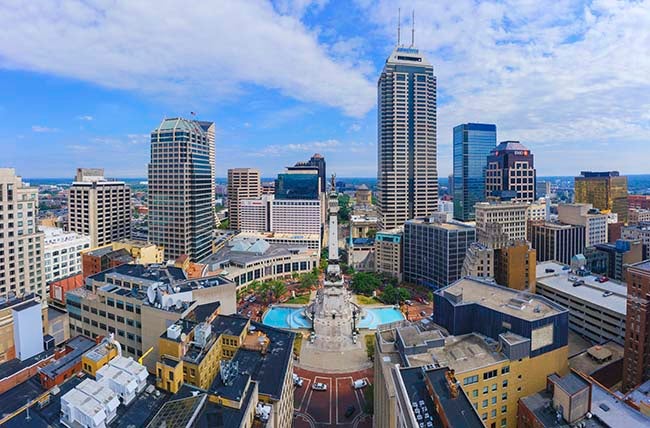 Aerial view of Indianapolis downtown.