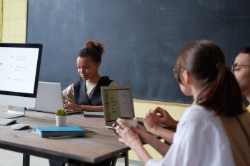 Students on computers