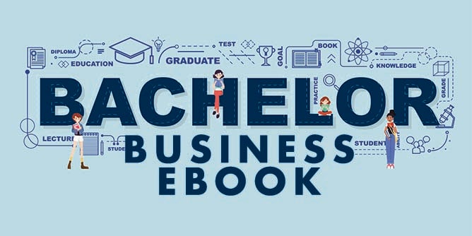 Graphic Illustration with the words "Bachelor Business EBook."