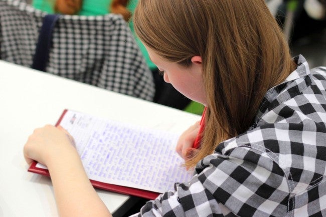 Student writing an essay - constructivism