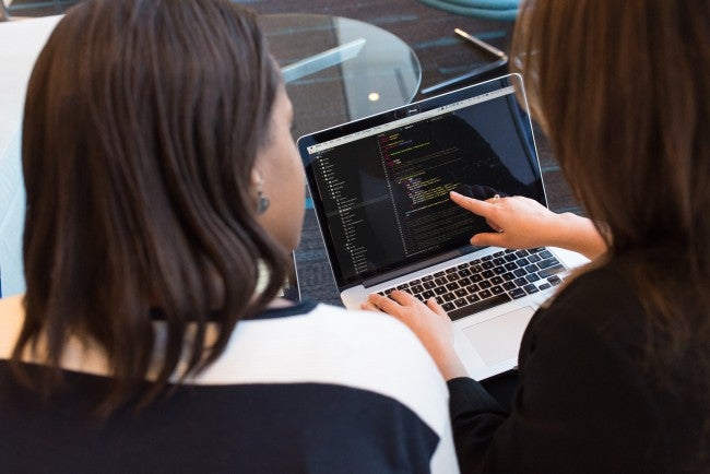 Data mining - two women on computer