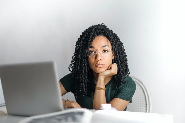 Human resource sitting at computer