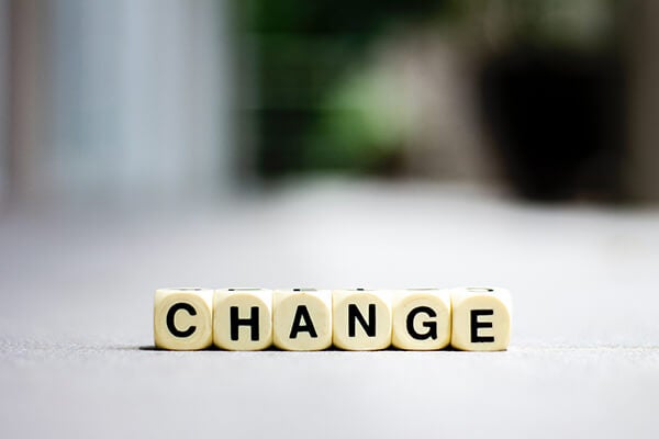 Blocks spell out the word change