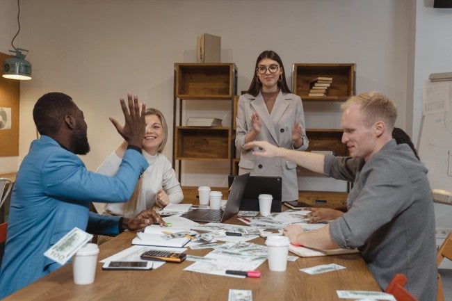 Boardroom meeting with visionary leader