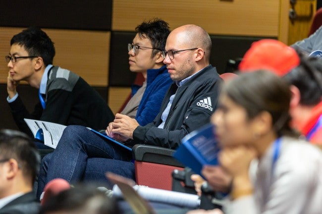 Teachers in professional development conference