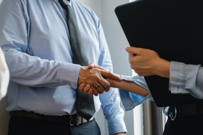 Leaders shaking hands