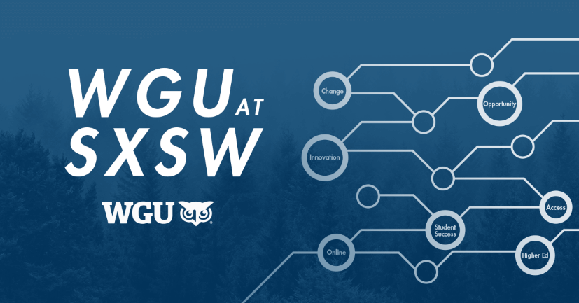 Logo graphic of WGU at South by Southwest