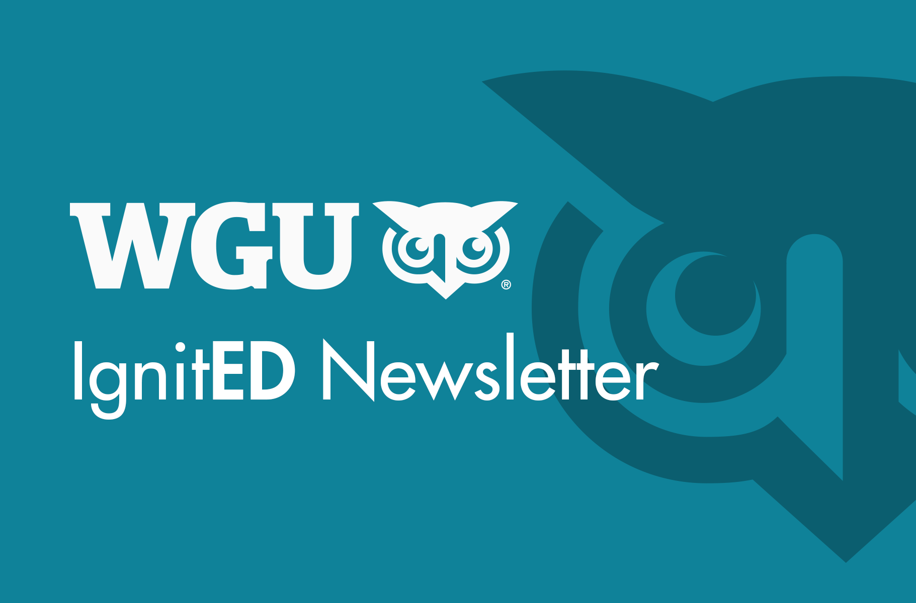 Teal header with WGU owl for Ignited newsletter