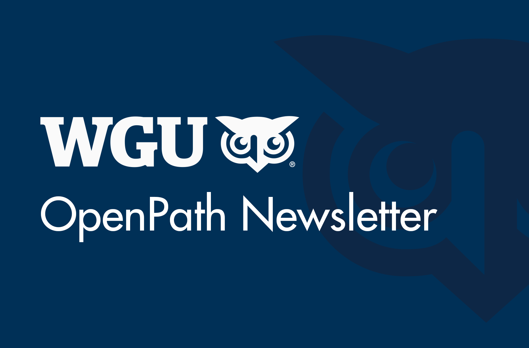 Teal header with WGU owl for OpenPath newsletter