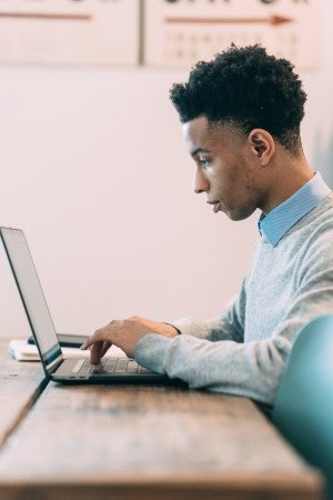 student studying online