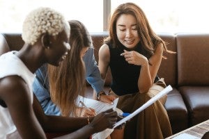 diverse women working together